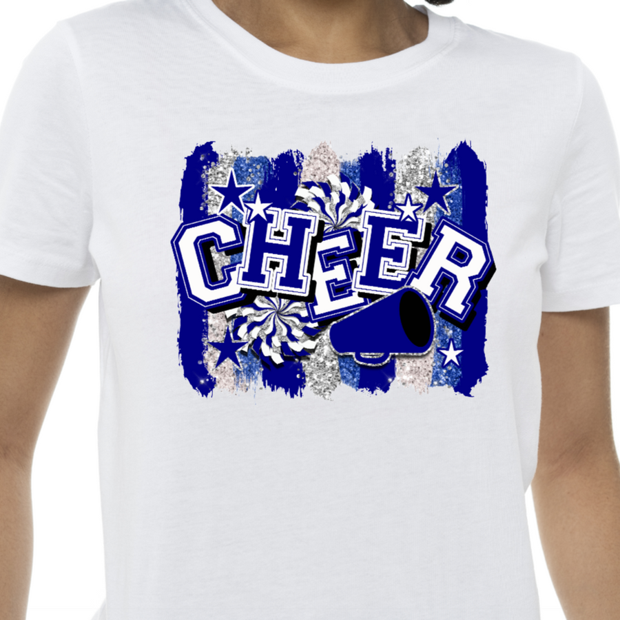 BLUE AND SILVER CHEER- DTF TRANSFER