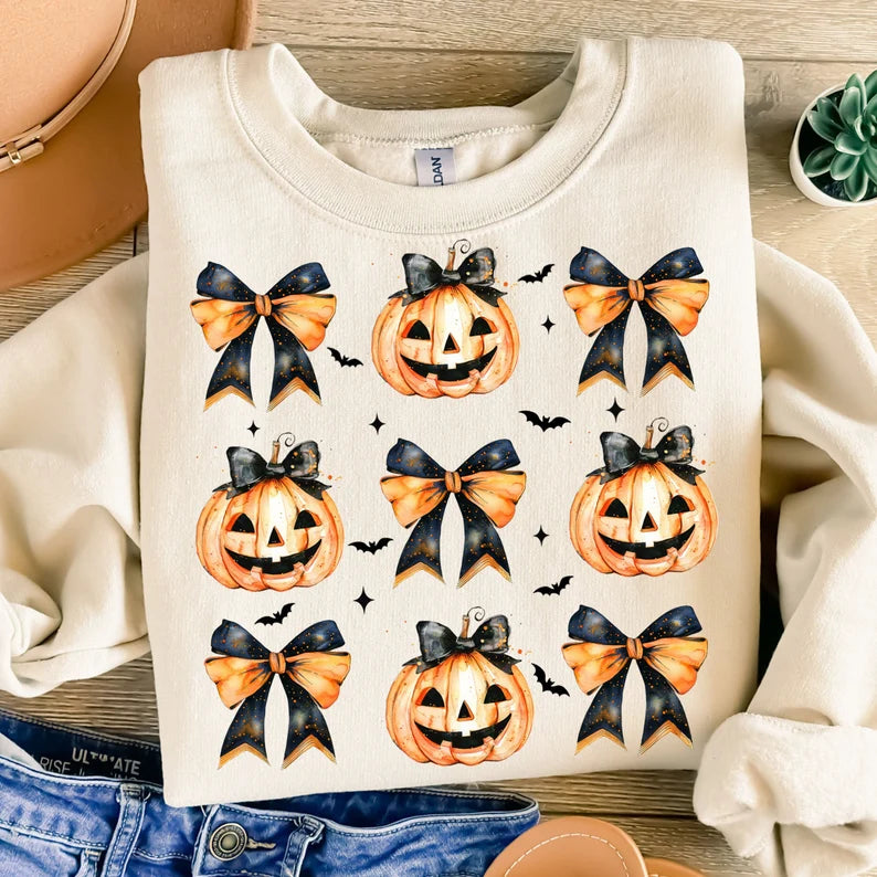 HALLOWEEN PUMPKIN COQUETTE BOW - DTF TRANSFER