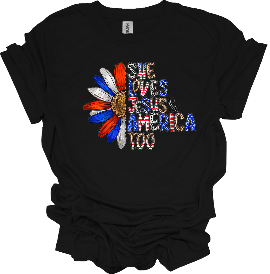 SHE LOVES JESUS AND AMERICA TOO - DTF TRANSFER