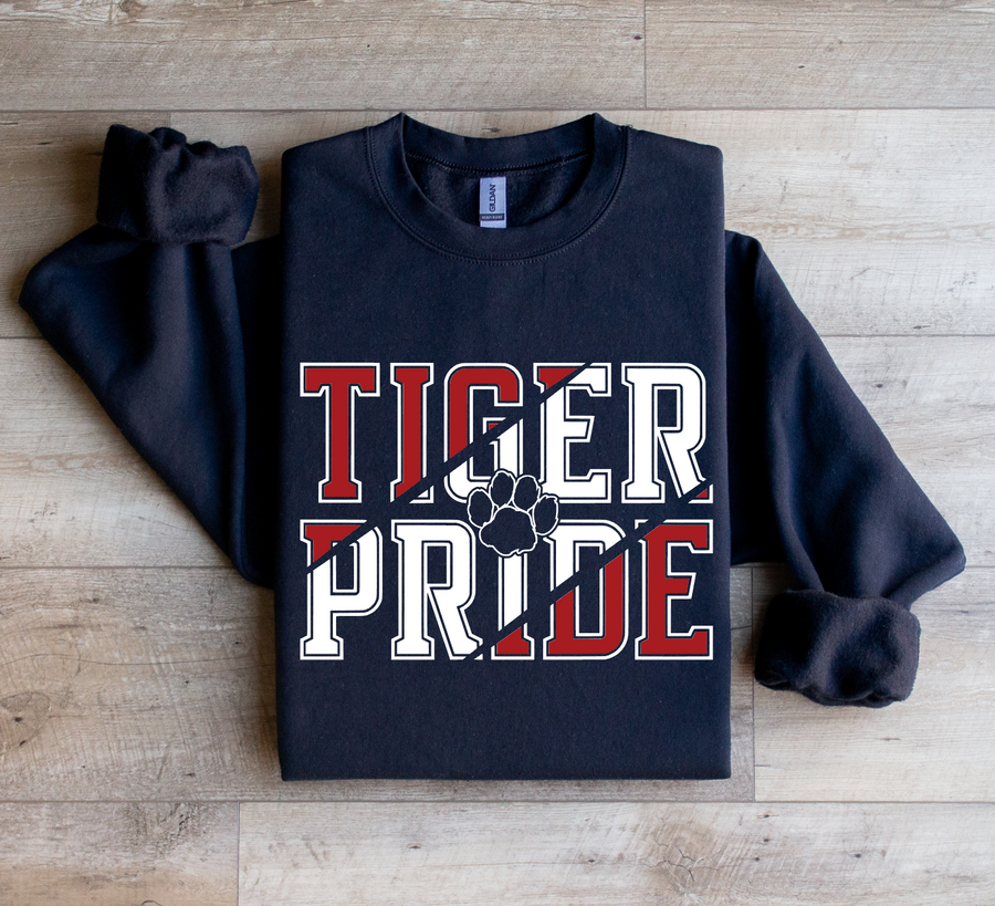 TIGERS PRIDE STACKED RED/WHITE -DTF TRANSFER