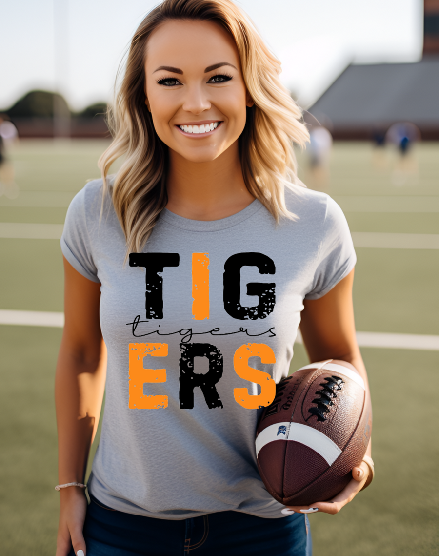 TIGERS DISTRESSED STACKED - DTF TRANSFER