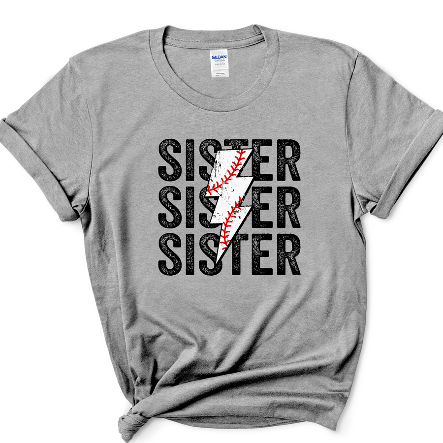 SISTER BASEBALL LIGHTENING BOLT - DTF TRANSFER